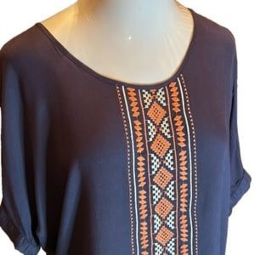 Harper Cold Shoulder Native American Embroidery Inspired Slouchy Blouse S